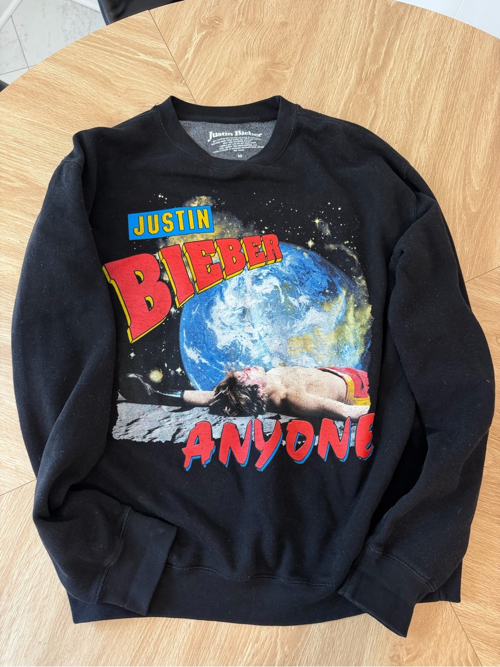 Justin Bieber Anyone Space Graphic Crewneck Sweatshirt M Black